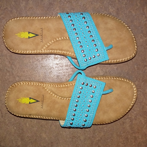 Sz 7 Volatile Aqua Sandals
